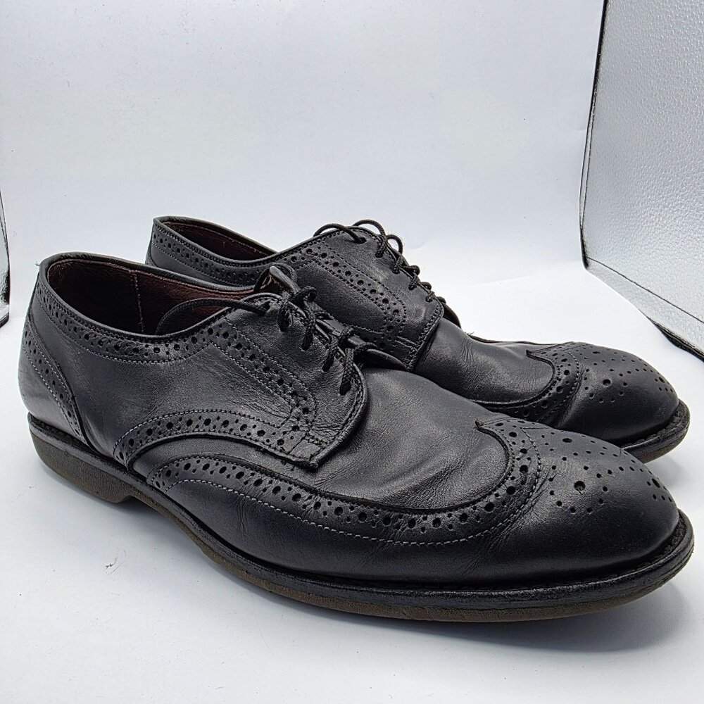 Allen Edmonds Road Warrior Mens Size 9.5 Black Wing Tip Brogue Derby Dress